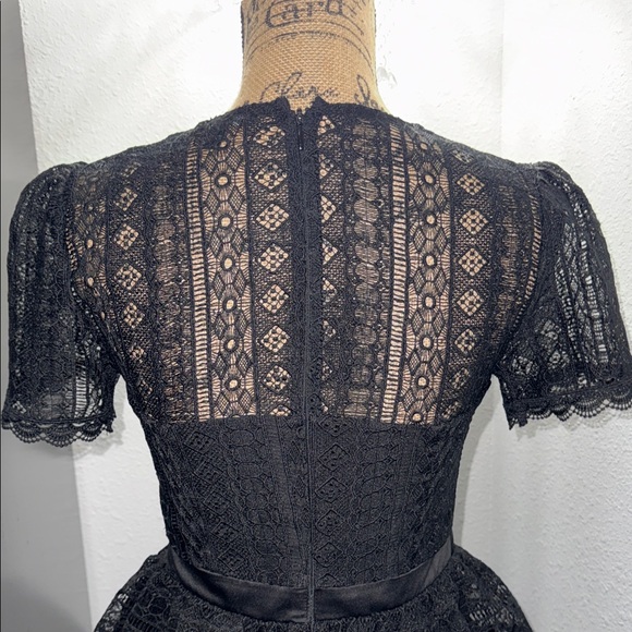 Express Black Lace Tiered Mini Dress - Picture 5 of 8